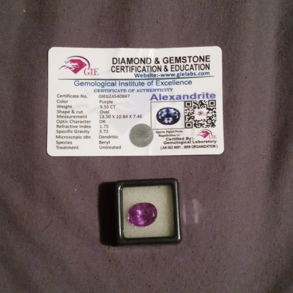 Certified GIE African Alexandrite 9.55cts